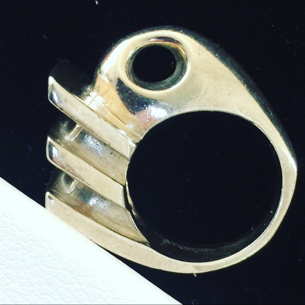 Vintage Solid Sterling Silver Abstract Ring - image 2